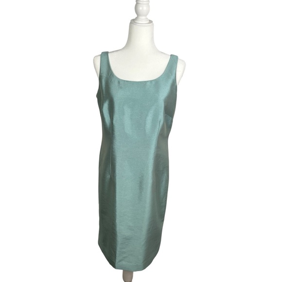 VTG JESSICA HOWARD Seaglass Blue Sheath Dress with Brocade Jacket 10P MOB MOG - Picture 11 of 15